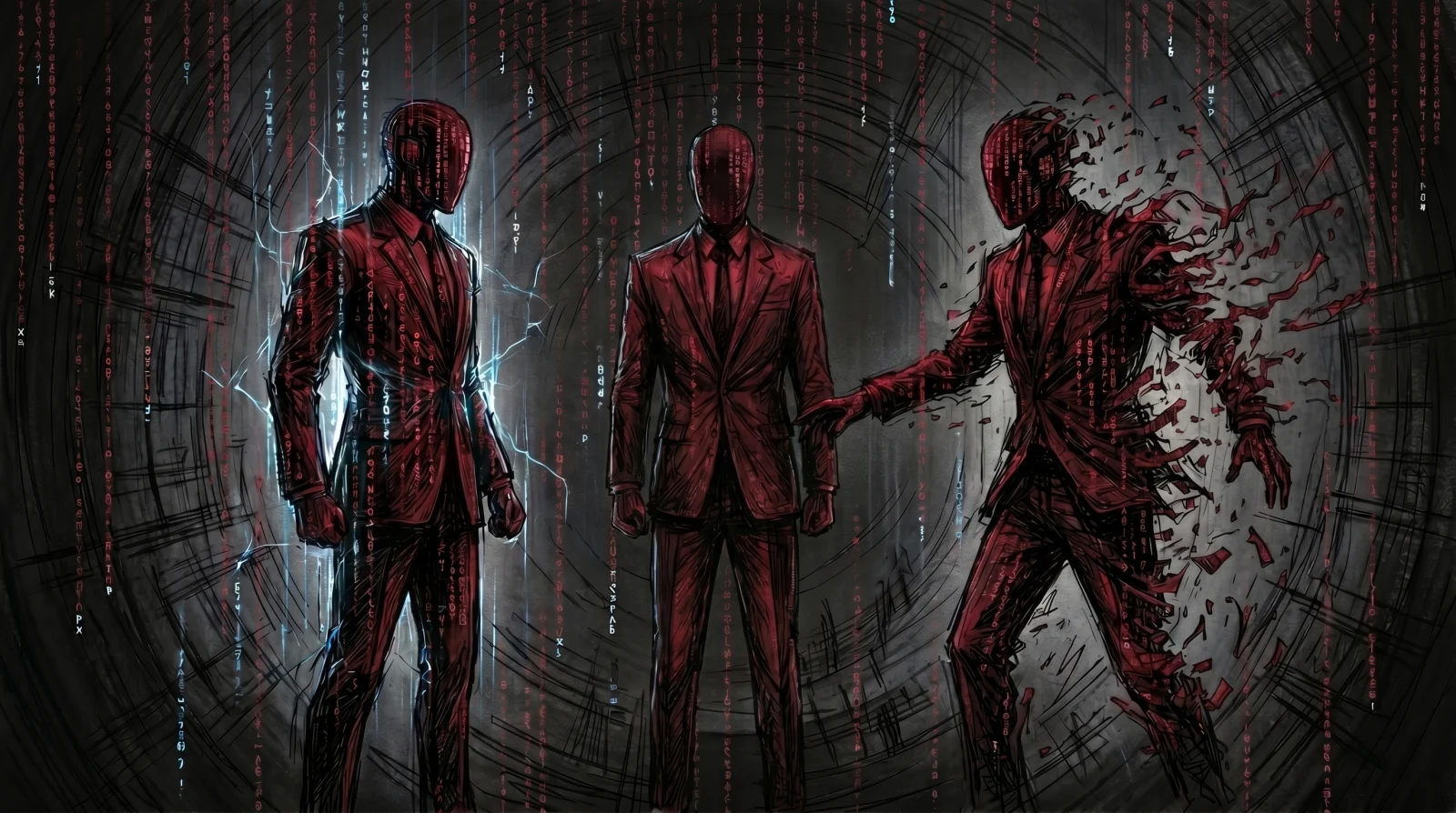 A triad of agents from defended to compromised, the spectrum from secured to breached
